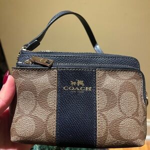 Coach Tan and Navy Wristlet